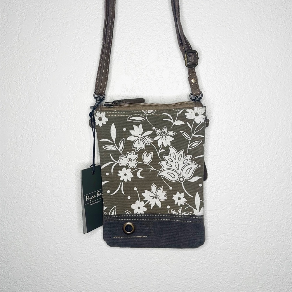 Myra Bag Floral Print Canvas and Leather Crossbody Bag